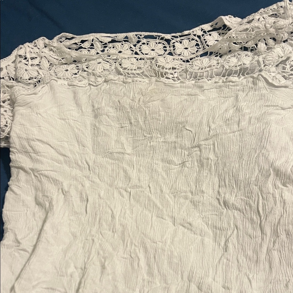 White Lace Trim Blouse